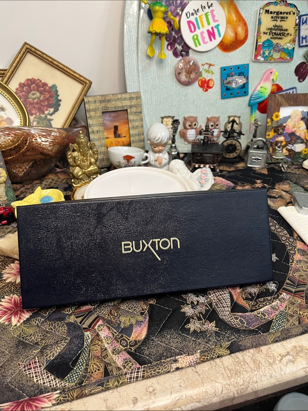 Vintage Buxton Leatherette Wallet Coin Purse Gift Set Black w/ Original Box